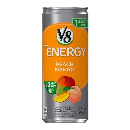 Green Rabbit Holdings V8 +Energy Peach Mango Energy Drink Juice, 8 oz, 24 Count 30700068